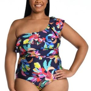 La Blanca One-Shoulder Ruffle Swimsuit By the Sea